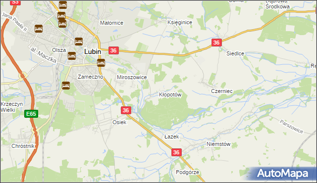 mapa Kłopotów gmina Lubin, Kłopotów gmina Lubin na mapie Targeo