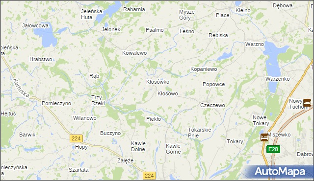 mapa Kłosowo gmina Przodkowo, Kłosowo gmina Przodkowo na mapie Targeo