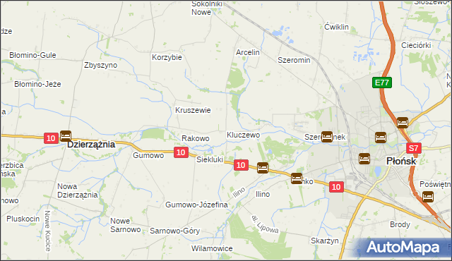 mapa Kluczewo gmina Płońsk, Kluczewo gmina Płońsk na mapie Targeo