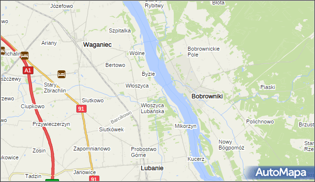 mapa Kocia Górka gmina Lubanie, Kocia Górka gmina Lubanie na mapie Targeo