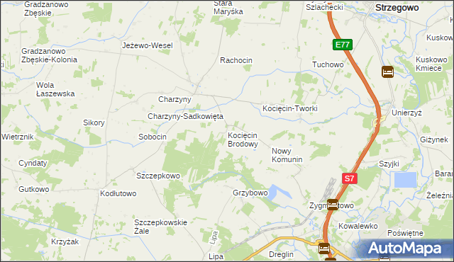 mapa Kocięcin Brodowy, Kocięcin Brodowy na mapie Targeo