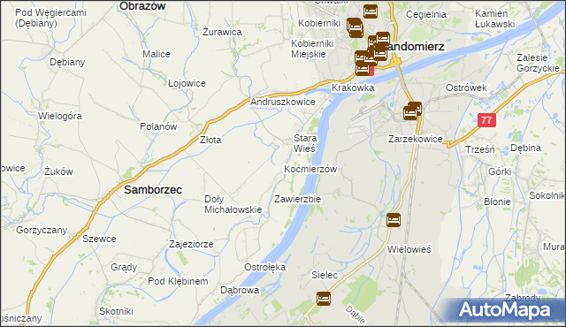 mapa Koćmierzów, Koćmierzów na mapie Targeo