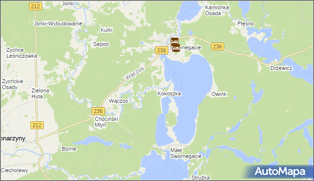 mapa Kokoszka gmina Chojnice, Kokoszka gmina Chojnice na mapie Targeo
