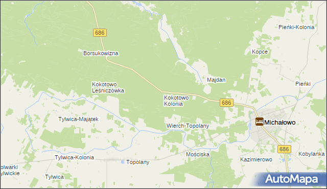 mapa Kokotowo Kolonia, Kokotowo Kolonia na mapie Targeo