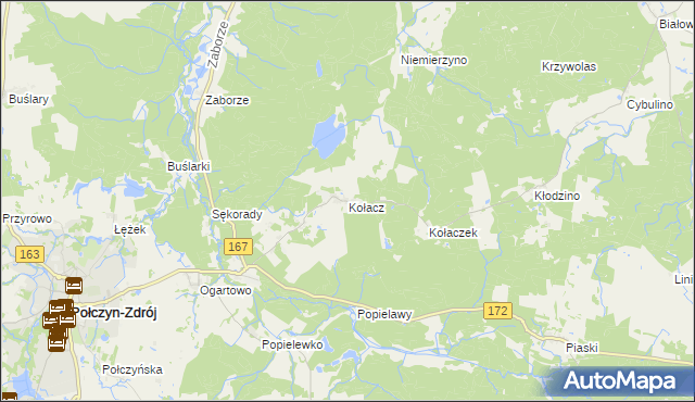 mapa Kołacz gmina Połczyn-Zdrój, Kołacz gmina Połczyn-Zdrój na mapie Targeo