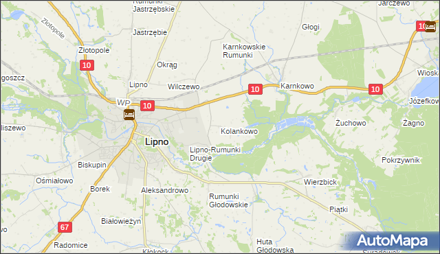 mapa Kolankowo gmina Lipno, Kolankowo gmina Lipno na mapie Targeo