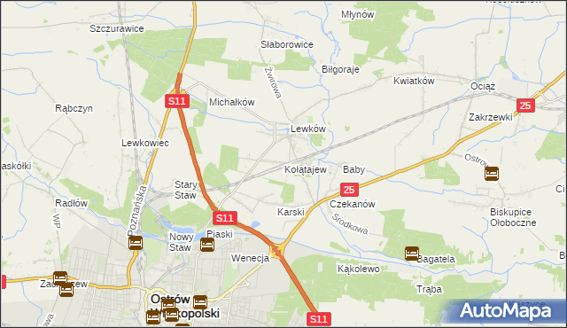 mapa Kołątajew, Kołątajew na mapie Targeo