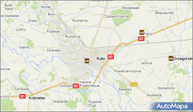 mapa Koło, Koło na mapie Targeo