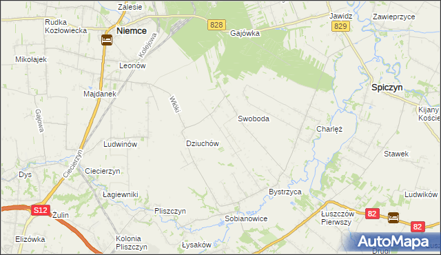 mapa Kolonia Bystrzyca gmina Niemce, Kolonia Bystrzyca gmina Niemce na mapie Targeo