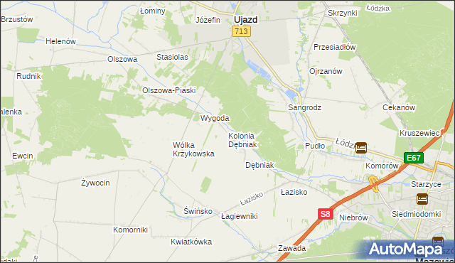 mapa Kolonia Dębniak, Kolonia Dębniak na mapie Targeo