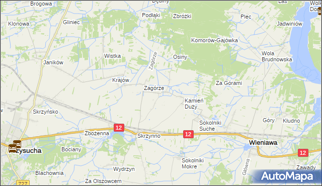 mapa Komorów gmina Wieniawa, Komorów gmina Wieniawa na mapie Targeo