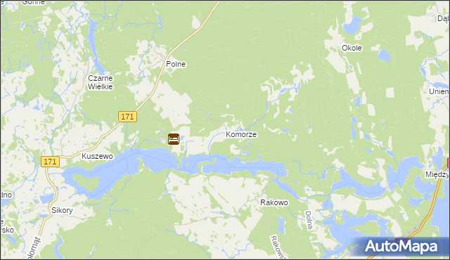 mapa Komorze gmina Borne Sulinowo, Komorze gmina Borne Sulinowo na mapie Targeo