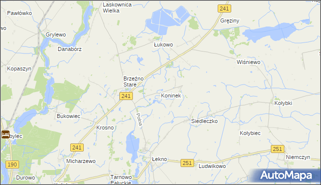 mapa Koninek gmina Wągrowiec, Koninek gmina Wągrowiec na mapie Targeo