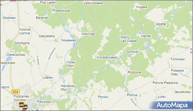 mapa Konstancjewo, Konstancjewo na mapie Targeo