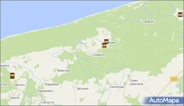 mapa Kopalino, Kopalino na mapie Targeo