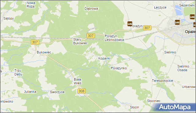 mapa Kopanki gmina Opalenica, Kopanki gmina Opalenica na mapie Targeo