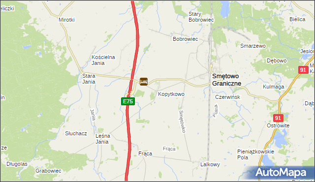 mapa Kopytkowo gmina Smętowo Graniczne, Kopytkowo gmina Smętowo Graniczne na mapie Targeo