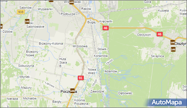 mapa Korwinów, Korwinów na mapie Targeo