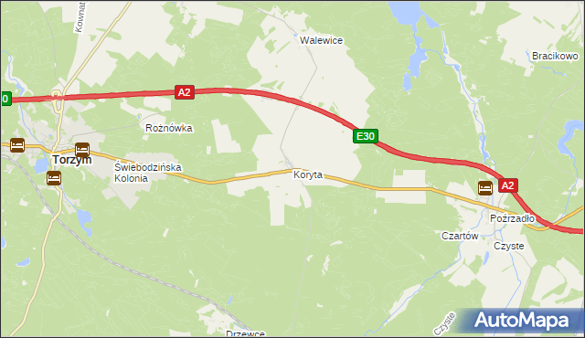 mapa Koryta gmina Torzym, Koryta gmina Torzym na mapie Targeo