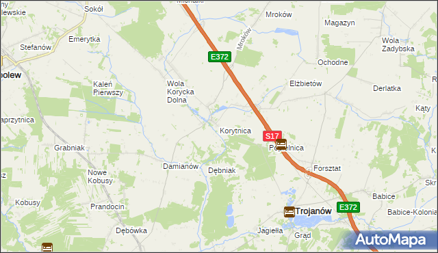 mapa Korytnica gmina Trojanów, Korytnica gmina Trojanów na mapie Targeo