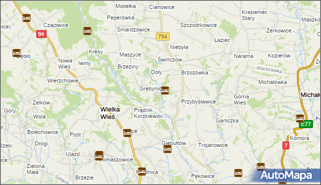 mapa Korzkiew, Korzkiew na mapie Targeo