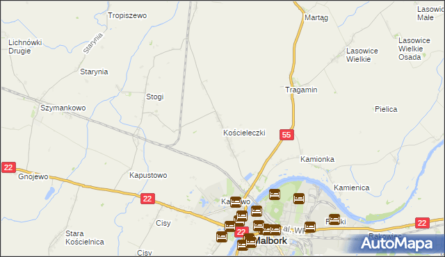 mapa Kościeleczki, Kościeleczki na mapie Targeo