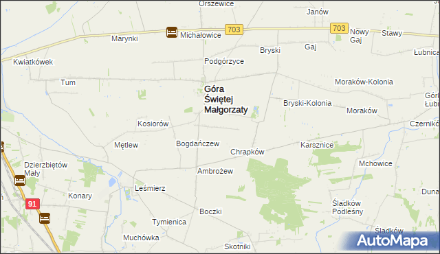 mapa Kosin gmina Góra Świętej Małgorzaty, Kosin gmina Góra Świętej Małgorzaty na mapie Targeo