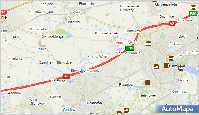 mapa Koszajec gmina Brwinów, Koszajec gmina Brwinów na mapie Targeo