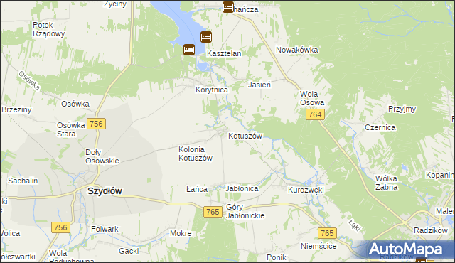 mapa Kotuszów gmina Szydłów, Kotuszów gmina Szydłów na mapie Targeo