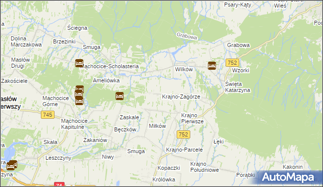 mapa Krajno-Zagórze, Krajno-Zagórze na mapie Targeo