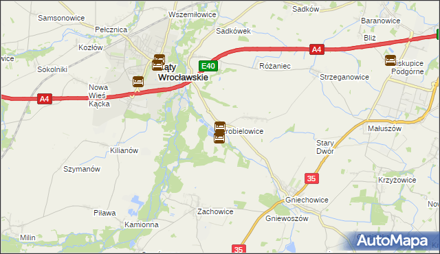 mapa Krobielowice, Krobielowice na mapie Targeo