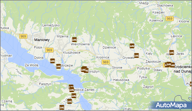 mapa Krośnica gmina Krościenko nad Dunajcem, Krośnica gmina Krościenko nad Dunajcem na mapie Targeo