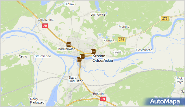 mapa Krosno Odrzańskie, Krosno Odrzańskie na mapie Targeo