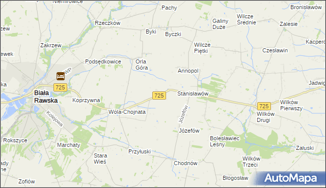 mapa Krukówka gmina Biała Rawska, Krukówka gmina Biała Rawska na mapie Targeo