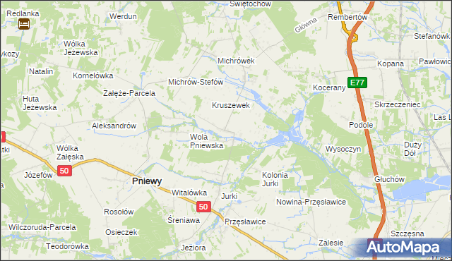 mapa Kruszew gmina Pniewy, Kruszew gmina Pniewy na mapie Targeo