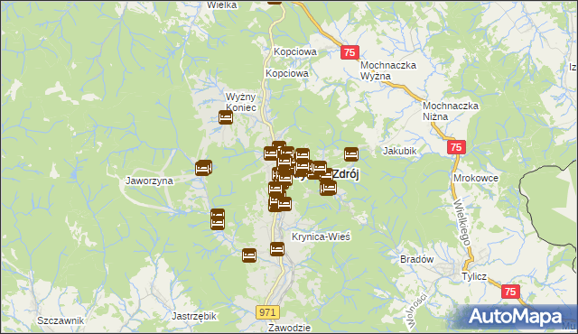 mapa Krynica-Zdrój, Krynica-Zdrój na mapie Targeo