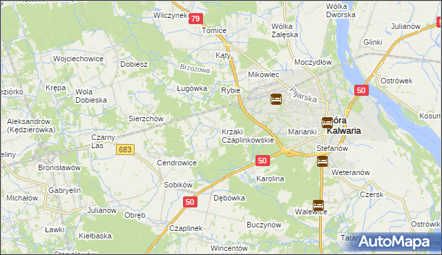 mapa Krzaki Czaplinkowskie, Krzaki Czaplinkowskie na mapie Targeo