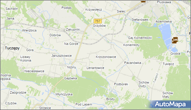 mapa Krzczonowice gmina Staszów, Krzczonowice gmina Staszów na mapie Targeo