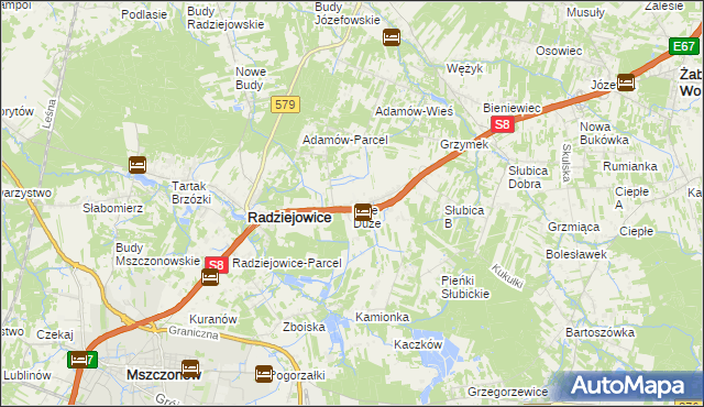 mapa Krze Duże, Krze Duże na mapie Targeo