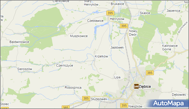 mapa Krzelków, Krzelków na mapie Targeo