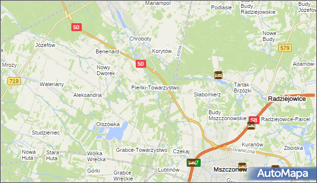 mapa Krzyżówka gmina Radziejowice, Krzyżówka gmina Radziejowice na mapie Targeo