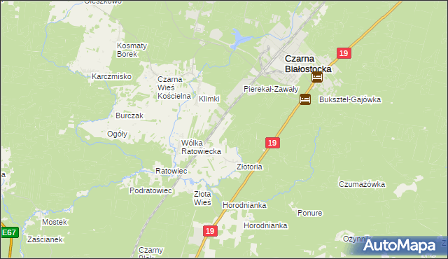 mapa Krzyżyk gmina Czarna Białostocka, Krzyżyk gmina Czarna Białostocka na mapie Targeo