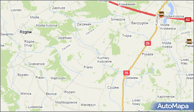 mapa Kuchary Kościelne, Kuchary Kościelne na mapie Targeo