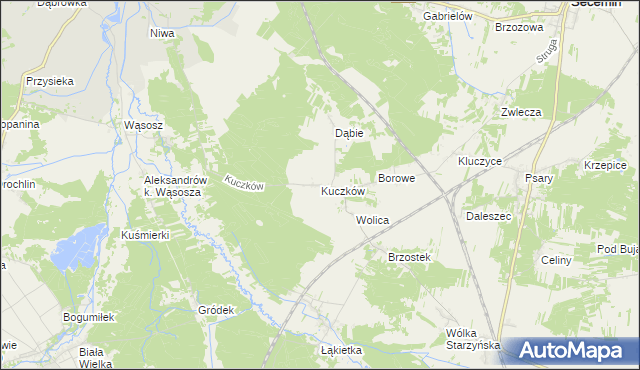 mapa Kuczków gmina Secemin, Kuczków gmina Secemin na mapie Targeo