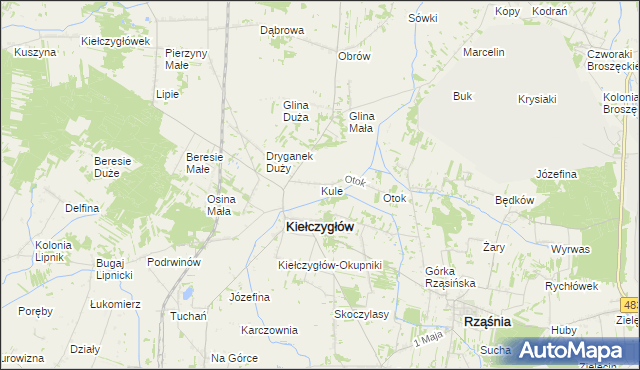 mapa Kule gmina Kiełczygłów, Kule gmina Kiełczygłów na mapie Targeo