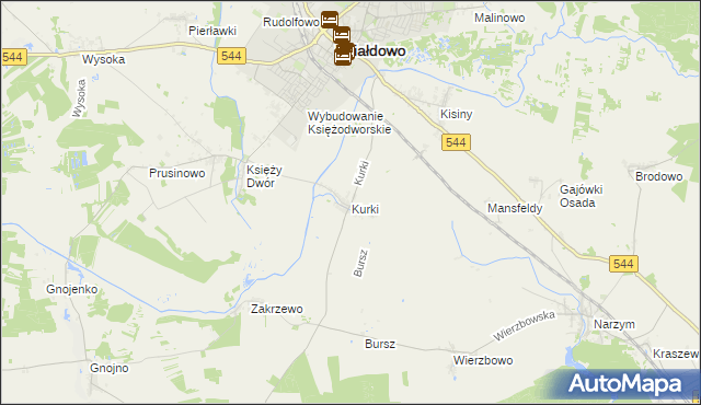 mapa Kurki gmina Działdowo, Kurki gmina Działdowo na mapie Targeo