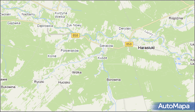 mapa Kusze, Kusze na mapie Targeo