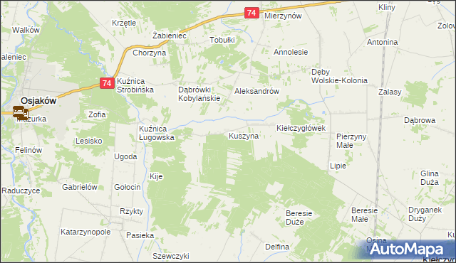 mapa Kuszyna, Kuszyna na mapie Targeo