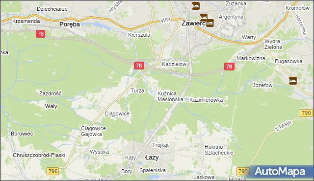 mapa Kuźnica Masłońska, Kuźnica Masłońska na mapie Targeo