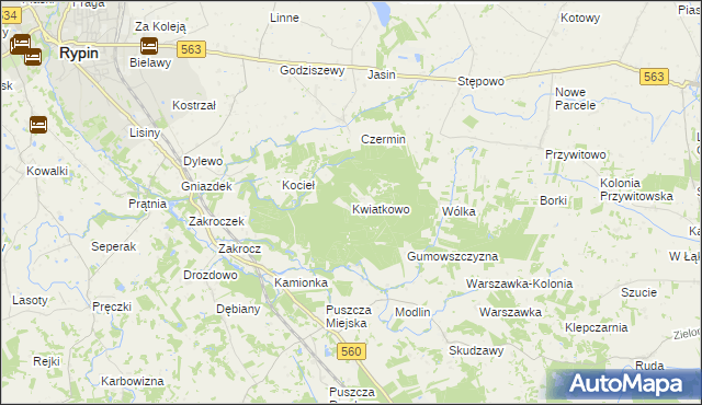 mapa Kwiatkowo gmina Rypin, Kwiatkowo gmina Rypin na mapie Targeo
